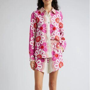 NWT - Farm Rio 'Maia Floral' Linen Blend Drawstring Shorts - Size M